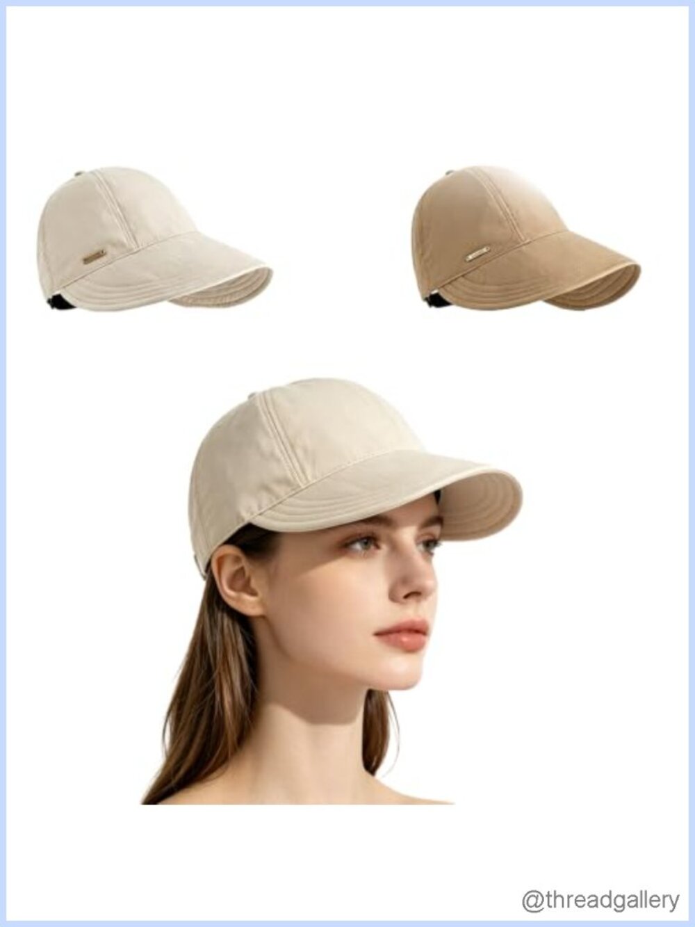 2-Pack Wide Brim UPF 50+ Ponytail Sun Visor Cap for Women